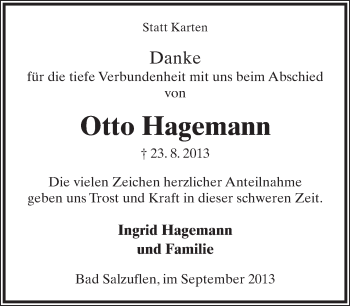 Anzeige  Otto Hagemann  Lippische Landes-Zeitung