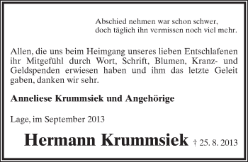 Anzeige  Hermann Krummsiek  Lippische Landes-Zeitung