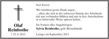 Anzeige  Olaf Reinbothe  Lippische Landes-Zeitung