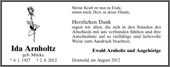 Anzeige  Ida Arnholtz  Lippische Landes-Zeitung