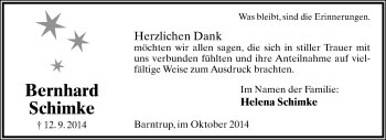 Anzeige  Bernhard  Schimke  Lippische Landes-Zeitung