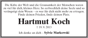 Anzeige  Hartmut Koch  Lippische Landes-Zeitung