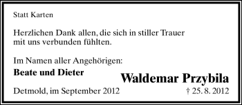 Anzeige  Waldemar Przybila  Lippische Landes-Zeitung