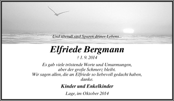 Anzeige  Elfriede Bergmann  Lippische Landes-Zeitung