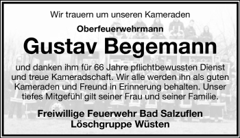 Anzeige  Gustav Begemann  Lippische Landes-Zeitung