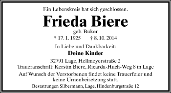 Anzeige  Frieda Biere  Lippische Landes-Zeitung