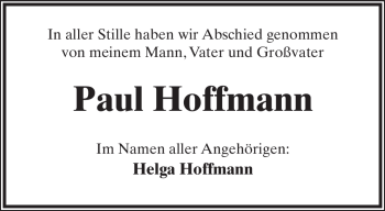 Anzeige  Paul Hoffmann  Lippische Landes-Zeitung