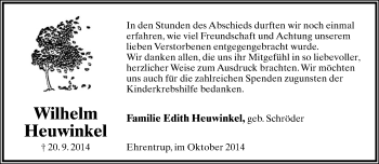Anzeige  Wilhelm Heuwinkel  Lippische Landes-Zeitung