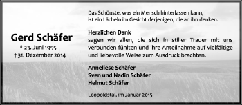 Anzeige  Gerd Schäfer  Lippische Landes-Zeitung