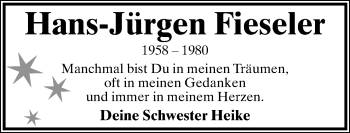 Anzeige  Hans-Jürgen Fieseler  Lippische Landes-Zeitung