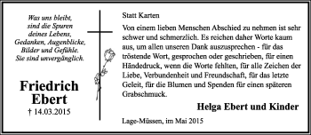 Anzeige  Friedrich Ebert  Lippische Landes-Zeitung