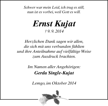 Anzeige  Ernst Kujat  Lippische Landes-Zeitung