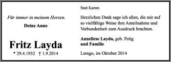 Anzeige  Fritz Layda  Lippische Landes-Zeitung