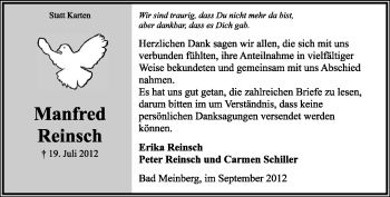 Anzeige  Manfred Reinsch  Lippische Landes-Zeitung
