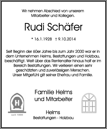 Anzeige  Rudolf Schäfer  Lippische Landes-Zeitung