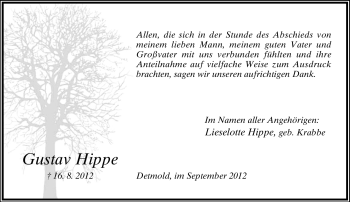 Anzeige  Gustav Hippe  Lippische Landes-Zeitung