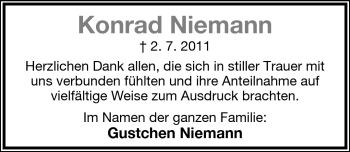 Anzeige  Konrad Niemann  Lippische Landes-Zeitung