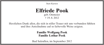 Anzeige  Elfriede Pook  Lippische Landes-Zeitung