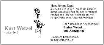 Anzeige  Kurt Wetzel  Lippische Landes-Zeitung