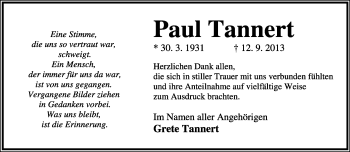 Anzeige  Paul Tannert  Lippische Landes-Zeitung