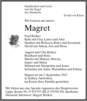 Anzeige  Magret   Lippische Landes-Zeitung