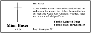Anzeige  Mimi Buser  Lippische Landes-Zeitung