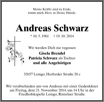 Anzeige  Andreas Schwarz  Lippische Landes-Zeitung