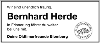 Anzeige  Bernhard  Herde  Lippische Landes-Zeitung