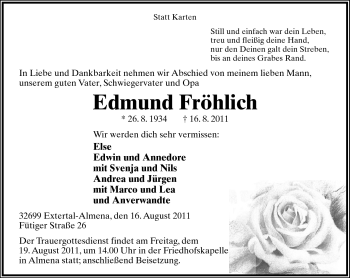 Anzeige  Edmund Fröhlich  Lippische Landes-Zeitung