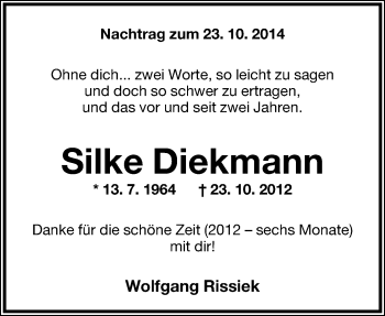 Anzeige  Silke Diekmann  Lippische Landes-Zeitung