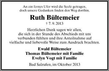 Anzeige  Ruth Bültemeier  Lippische Landes-Zeitung