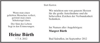 Anzeige  Heinz Bürth  Lippische Landes-Zeitung