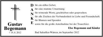 Anzeige  Gustav Begemann  Lippische Landes-Zeitung
