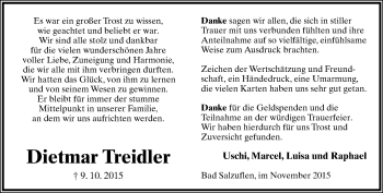 Anzeige  Dietmar Treidler  Lippische Landes-Zeitung