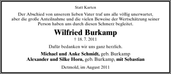 Anzeige  Wilfried Burkamp  Lippische Landes-Zeitung