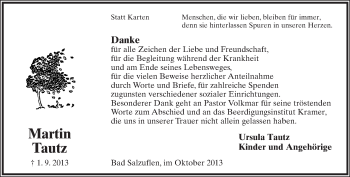 Anzeige  Martin Tautz  Lippische Landes-Zeitung