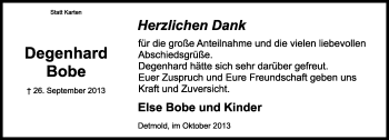 Anzeige  Degenhard Bobe  Lippische Landes-Zeitung
