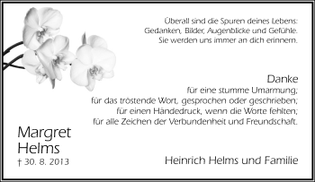 Anzeige  Margret Helms  Lippische Landes-Zeitung