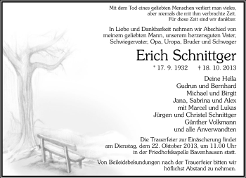 Anzeige  Erich Schnittger  Lippische Landes-Zeitung