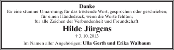 Anzeige  Hilde Jürgens  Lippische Landes-Zeitung