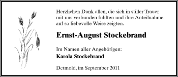 Anzeige  Ernst-August Stockebrand  Lippische Landes-Zeitung