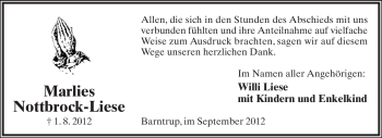 Anzeige  Marlies Nottbrock-Liese  Lippische Landes-Zeitung