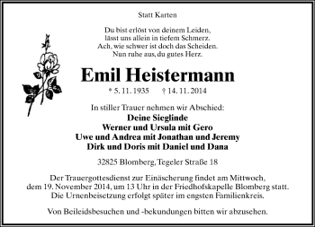 Anzeige  Emil Heistermann  Lippische Landes-Zeitung