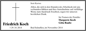 Anzeige  Friedrich Koch  Lippische Landes-Zeitung