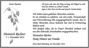 Anzeige  Heinrich Richter  Lippische Landes-Zeitung