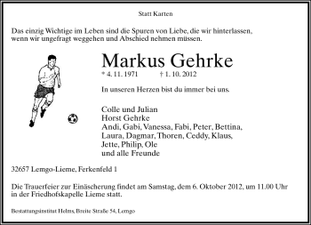 Anzeige  Markus Gehrke  Lippische Landes-Zeitung