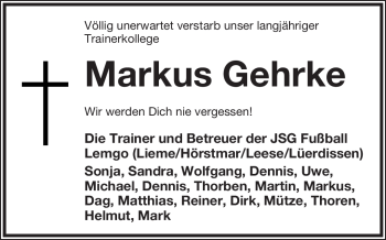 Anzeige  Markus Gehrke  Lippische Landes-Zeitung