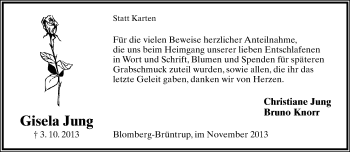 Anzeige  Gisela Jung  Lippische Landes-Zeitung