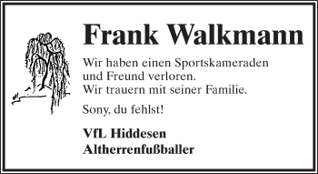 Anzeige  Frank Walkmann  Lippische Landes-Zeitung