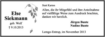 Anzeige  Else Siekmann  Lippische Landes-Zeitung